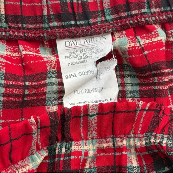 Vtg Tartan Plaid Floral Pleated A-Line Midi Skirt Size 18 Red Union Made 80s - Picture 6 of 8